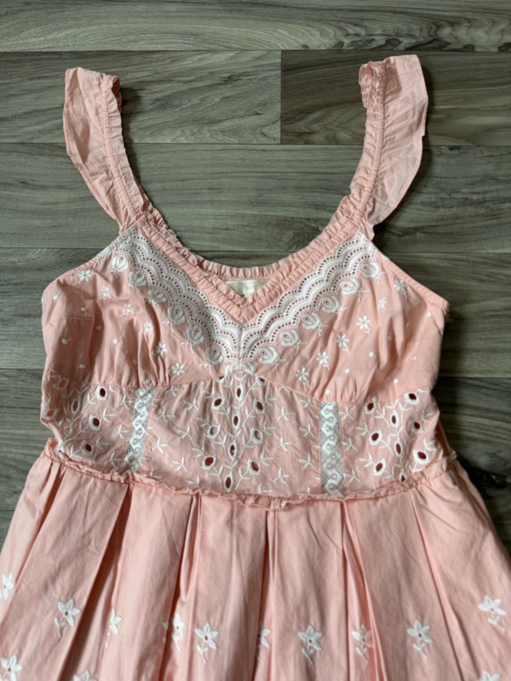 LoveShackFancy Mochi Cotton Eyelet Mini Dress in Pink Size 6 - Picture 2 of 9